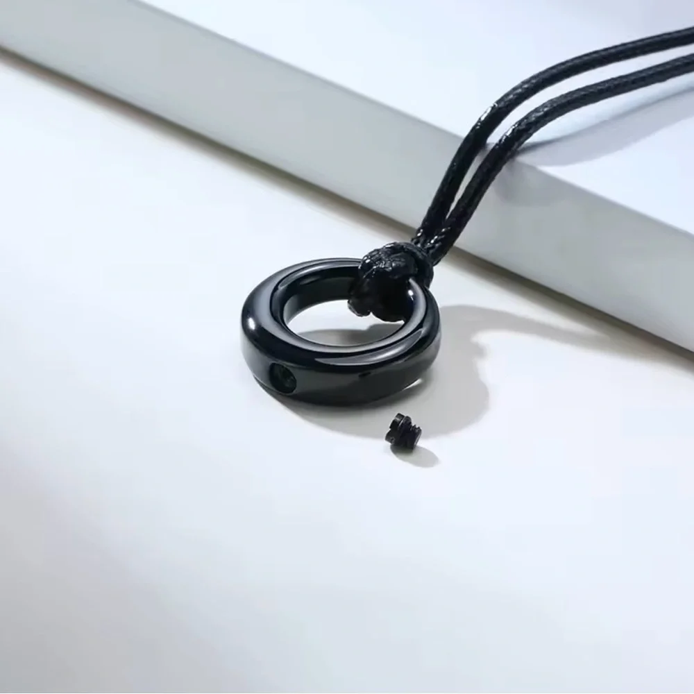 Black Circle  Men's Pendant Necklace 22”